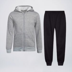 Heather Grey - Black Wholesale Jogger Set