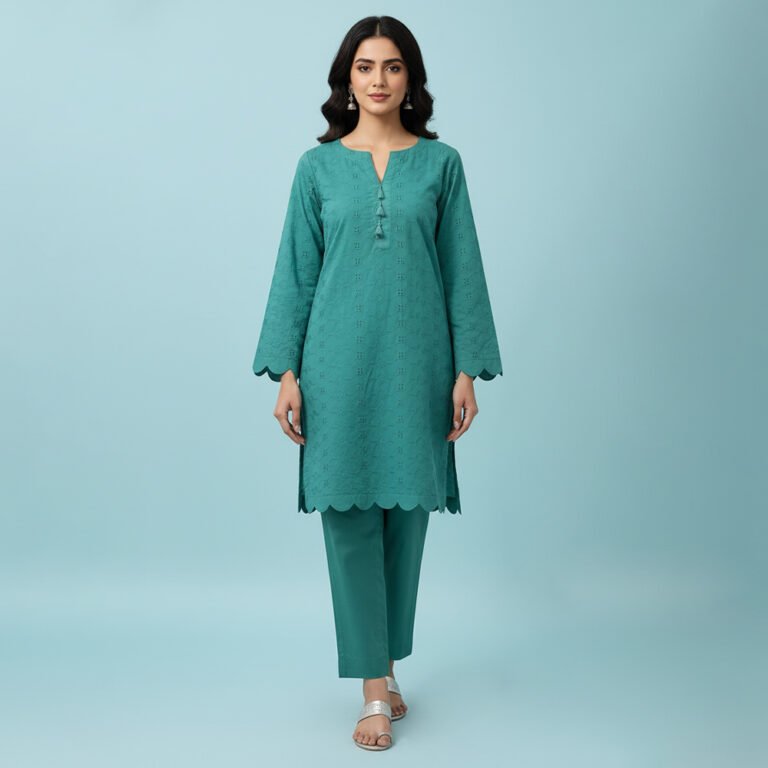 Cyan chikankari co ord wholesale USA (2)