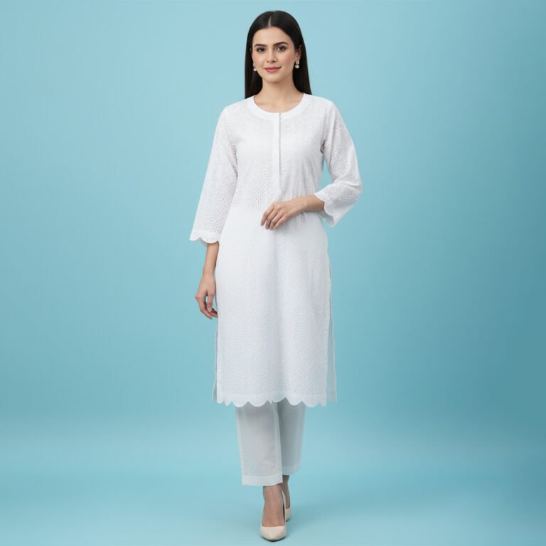 white chikankari suit design USA